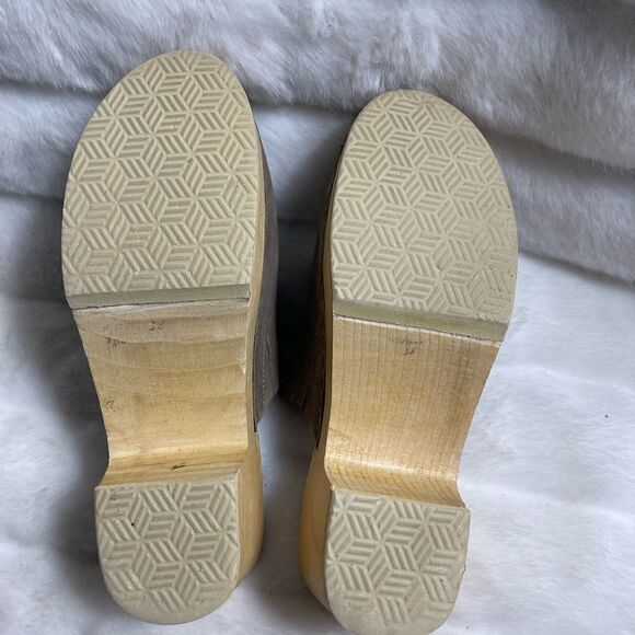 Rag & Co Darcie taupe suede clogs wooden block heels EUR 38 - Picture 11 of 11